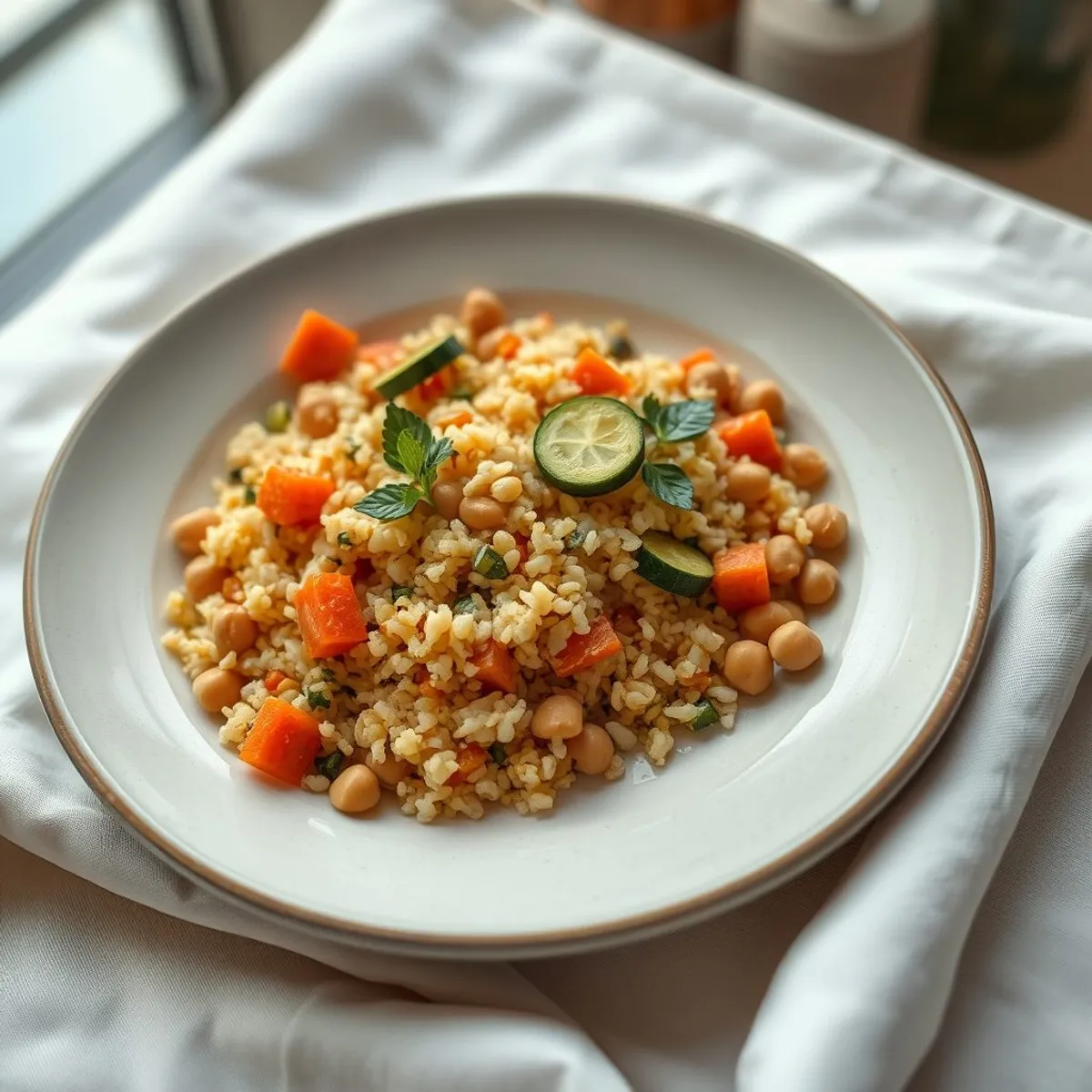 AI-generated photo Vegetable couscous. AI-generated photo.