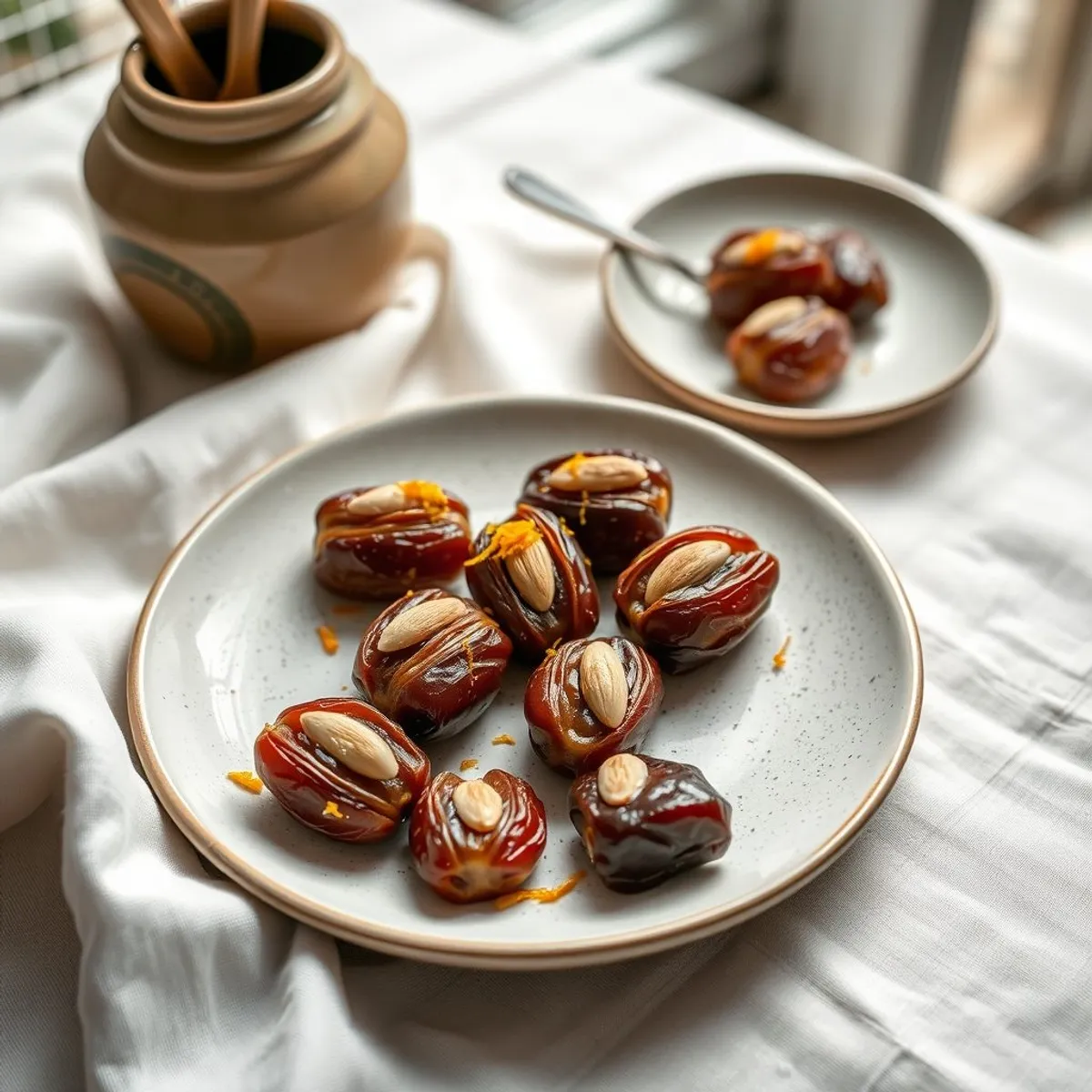AI-generated photo Almond Stuffed Dates. AI-generated photo.