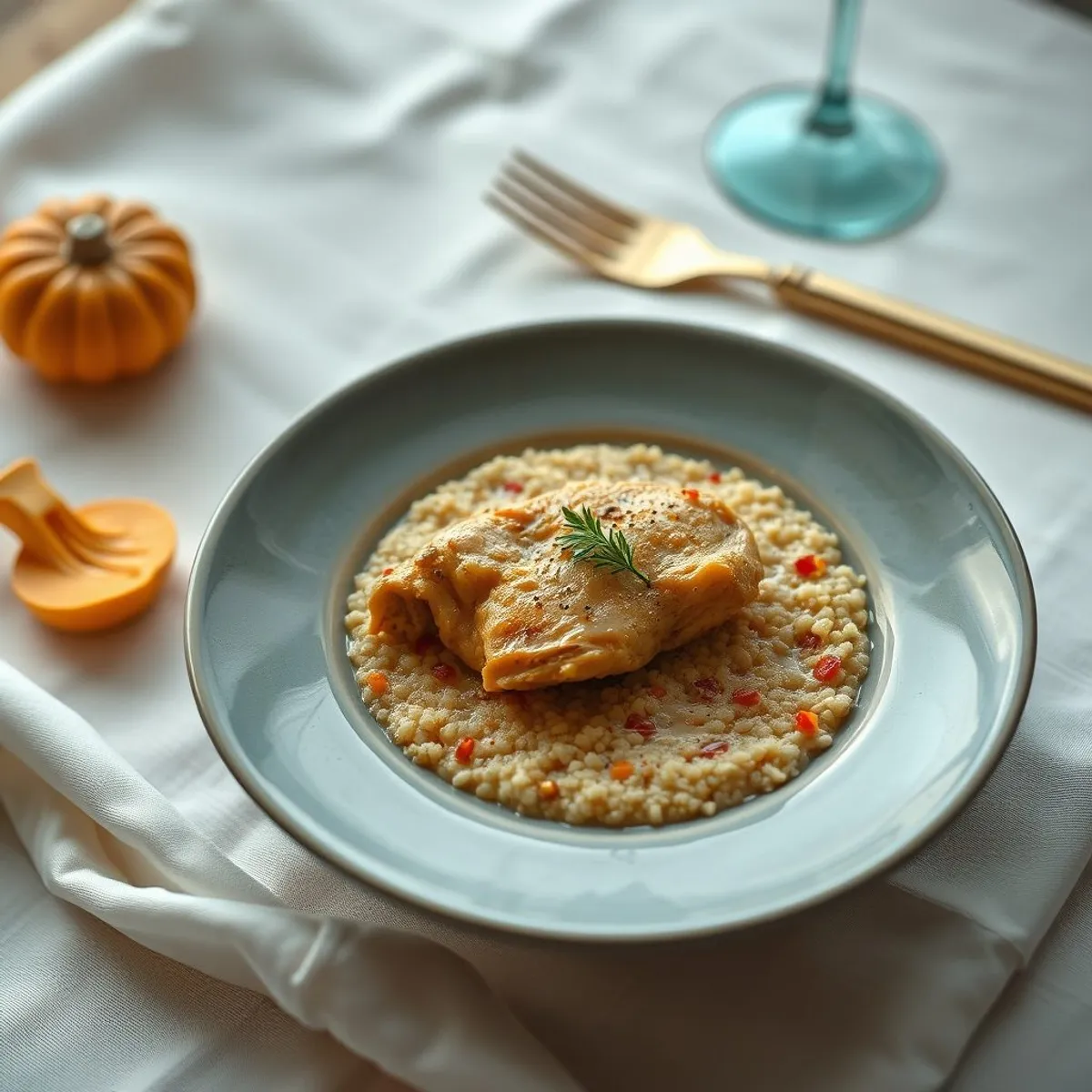 AI-generated photo Chicken harissa porridge. AI-generated photo.