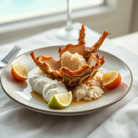 Cracked conch. AI-generated photo.