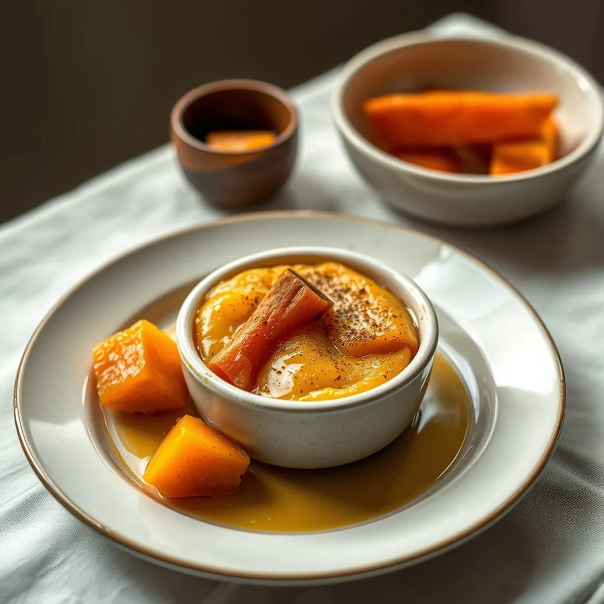 AI-generated photo Sweet potato pudding. AI-generated photo.