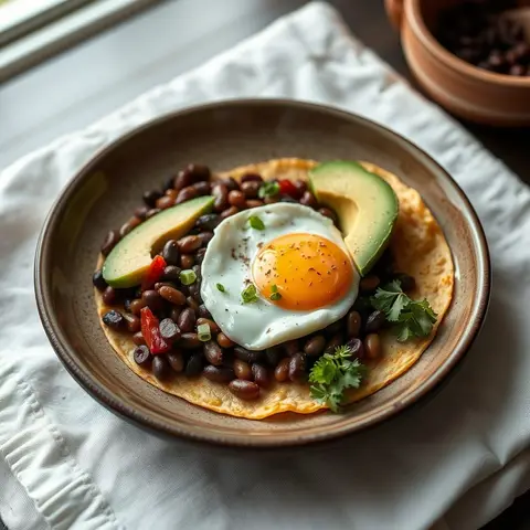 Bean avocado brunch. AI-generated photo.