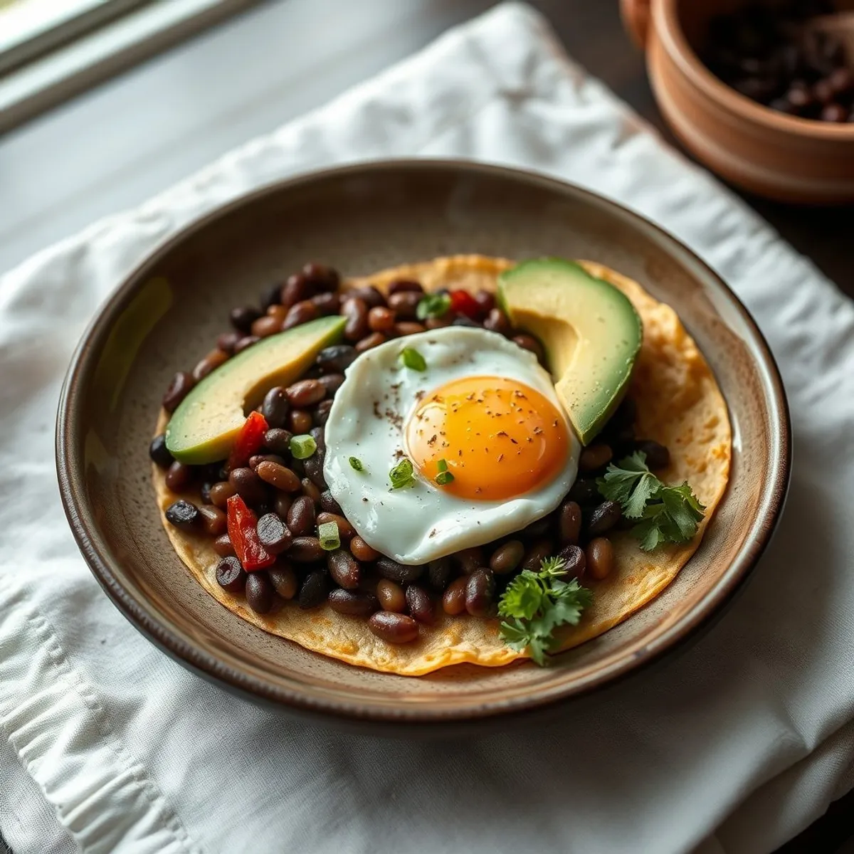 AI-generated photo Bean avocado brunch. AI-generated photo.