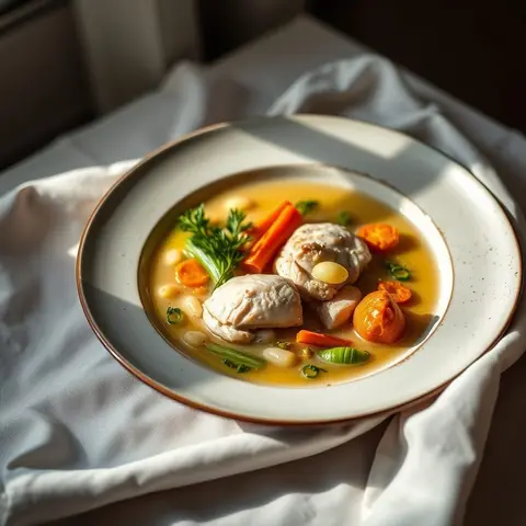 Chicken waterzooi. AI-generated photo.