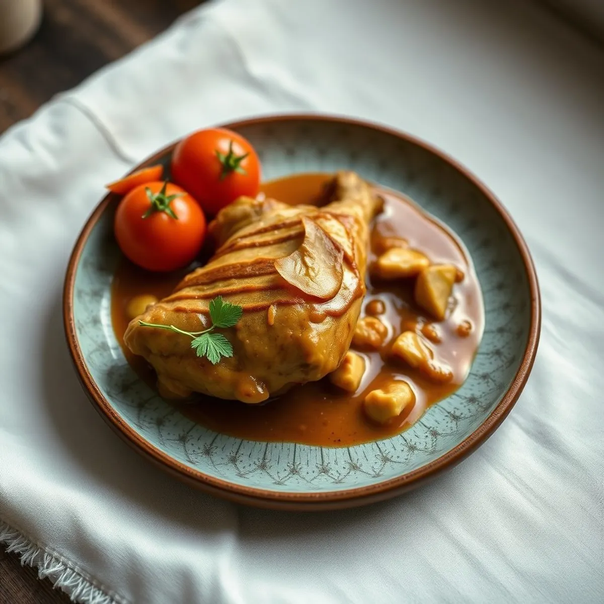 AI-generated photo Peanut sauce with chicken. AI-generated photo.