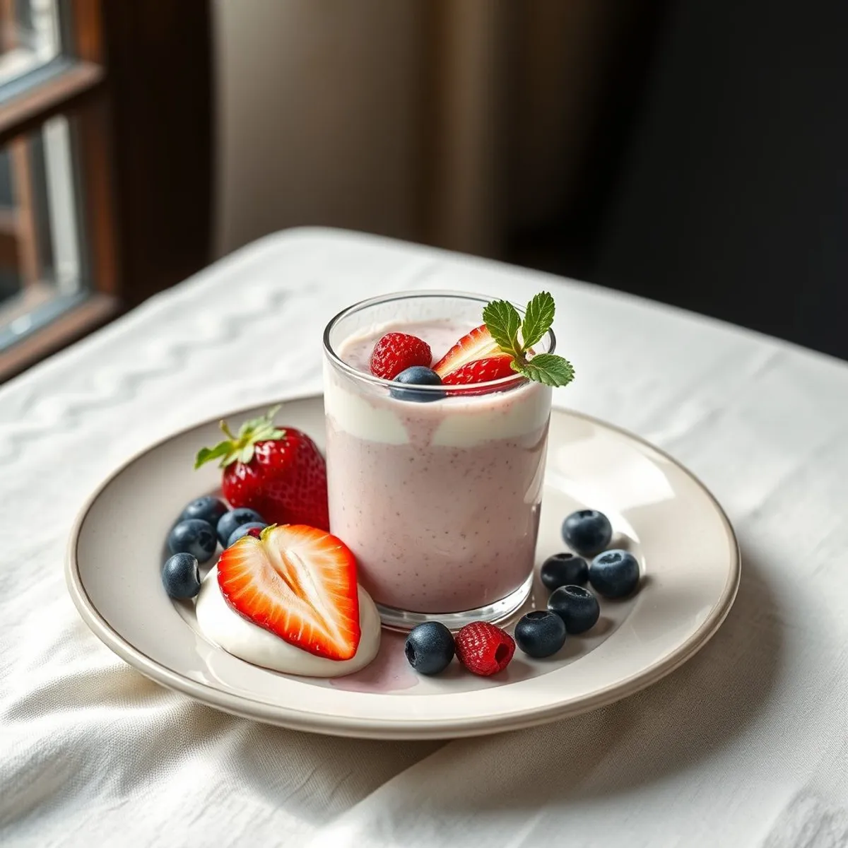 AI-generated photo Berry yogurt smoothie. AI-generated photo.