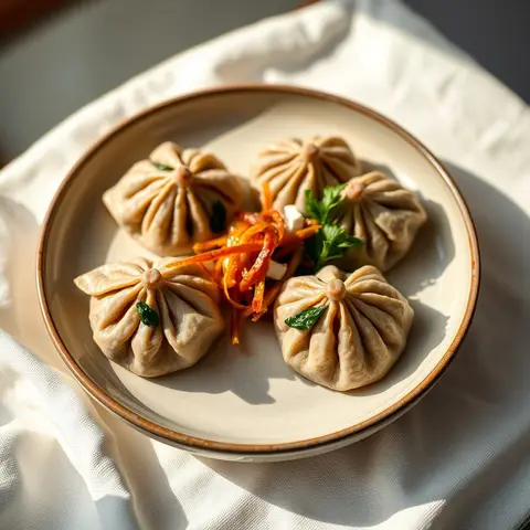 Buckwheat dumplings. AI-generated photo.
