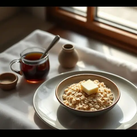 Butter tea oats. AI-generated photo.