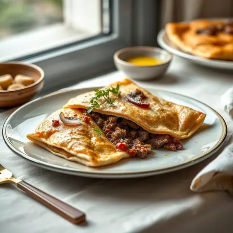 Meat burek. AI-generated photo.