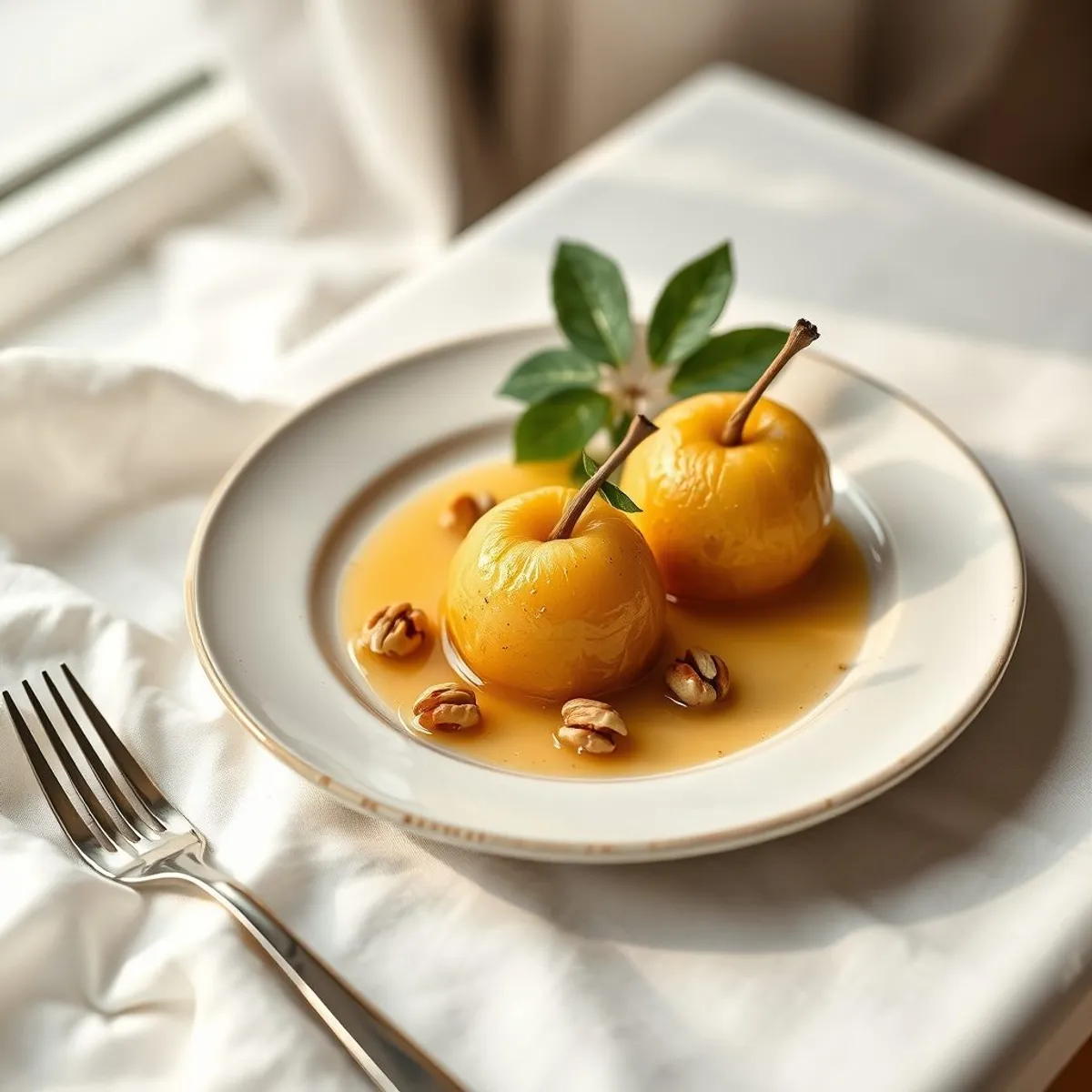 AI-generated photo Poached walnut apples. AI-generated photo.