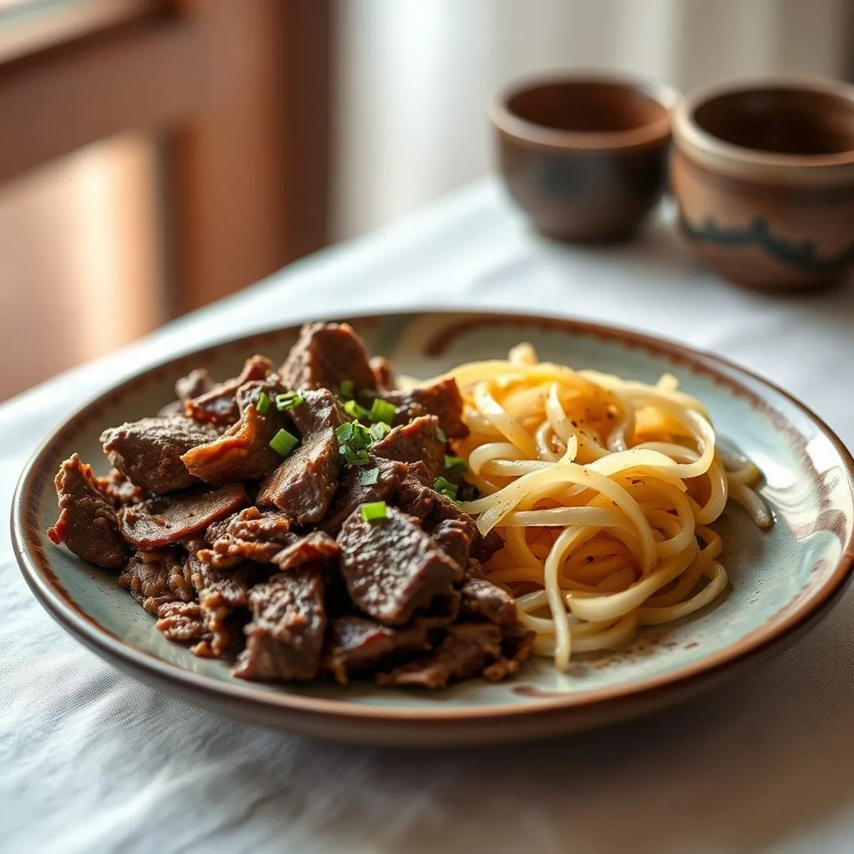 AI-generated photo Shredded beef seswaa. AI-generated photo.