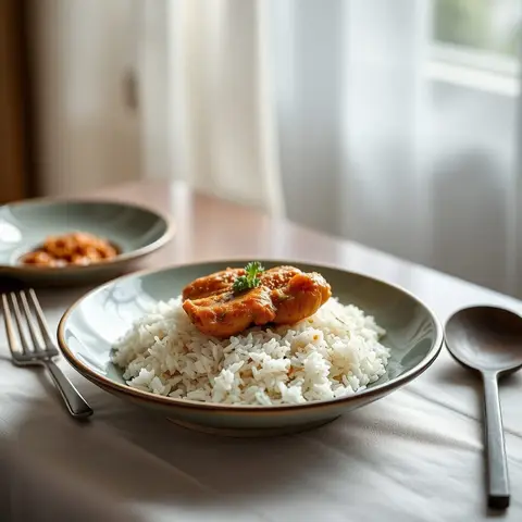 Nias katok chicken. AI-generated photo.