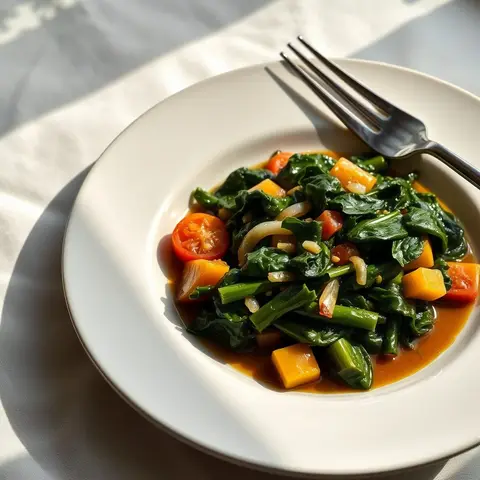 Imboga · stewed greens. AI-generated photo.