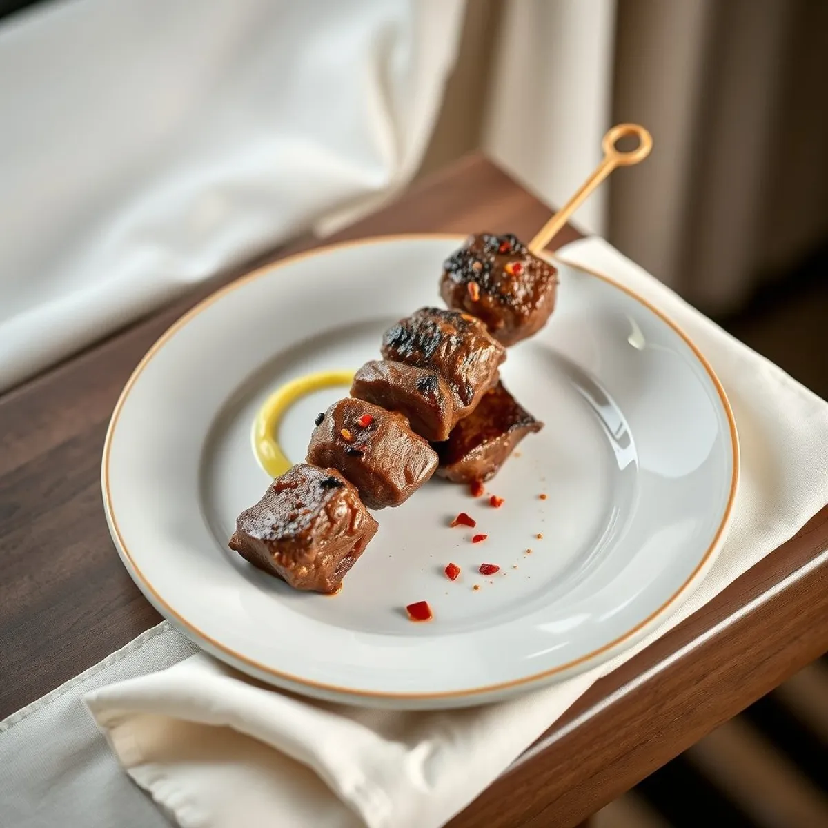 AI-generated photo Grilled beef brochettes. AI-generated photo.