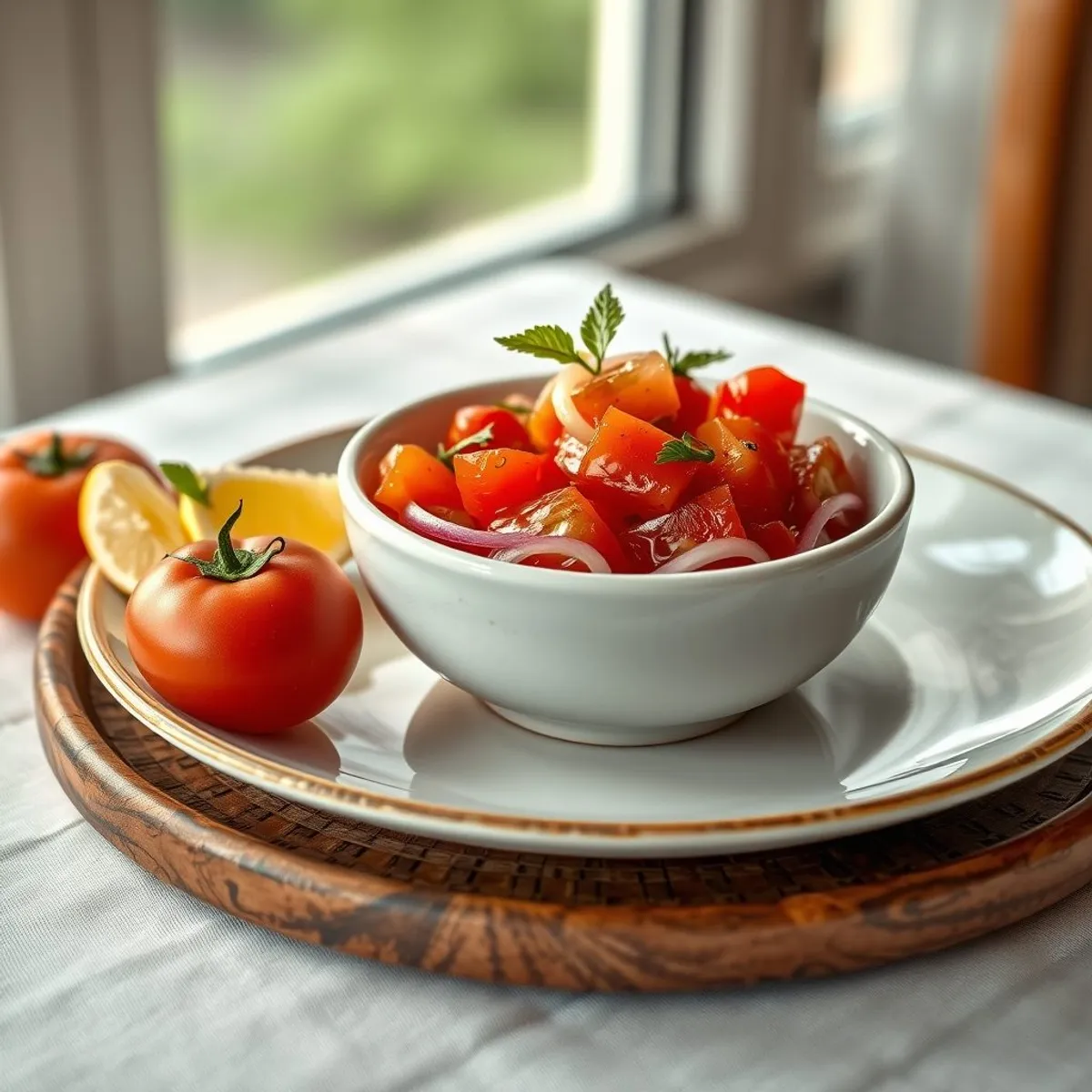 AI-generated photo Tomato onion salad. AI-generated photo.