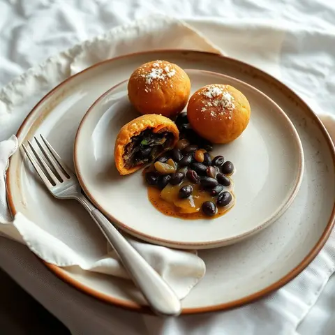 Bean beignets. AI-generated photo.