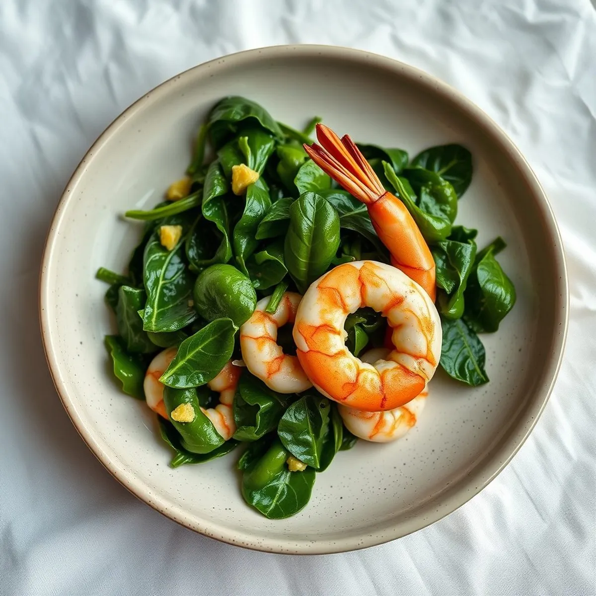 AI-generated photo Greens and shrimp. AI-generated photo.
