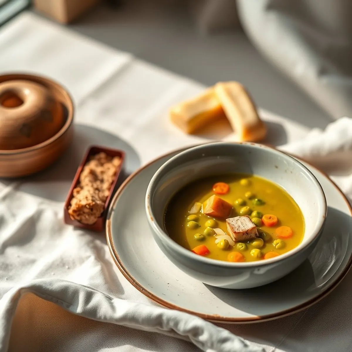 AI-generated photo Split pea soup. AI-generated photo.