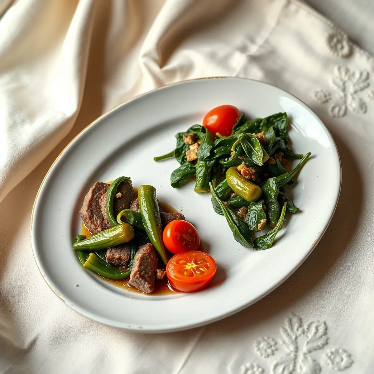 AI-generated photo Okra and greens daraba. AI-generated photo.