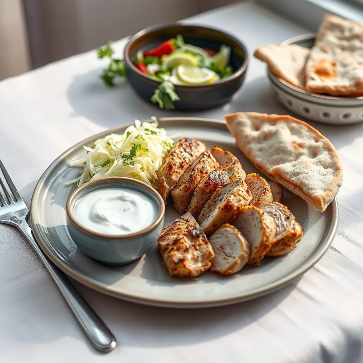 AI-generated photo Chicken Shawarma Plate. AI-generated photo.