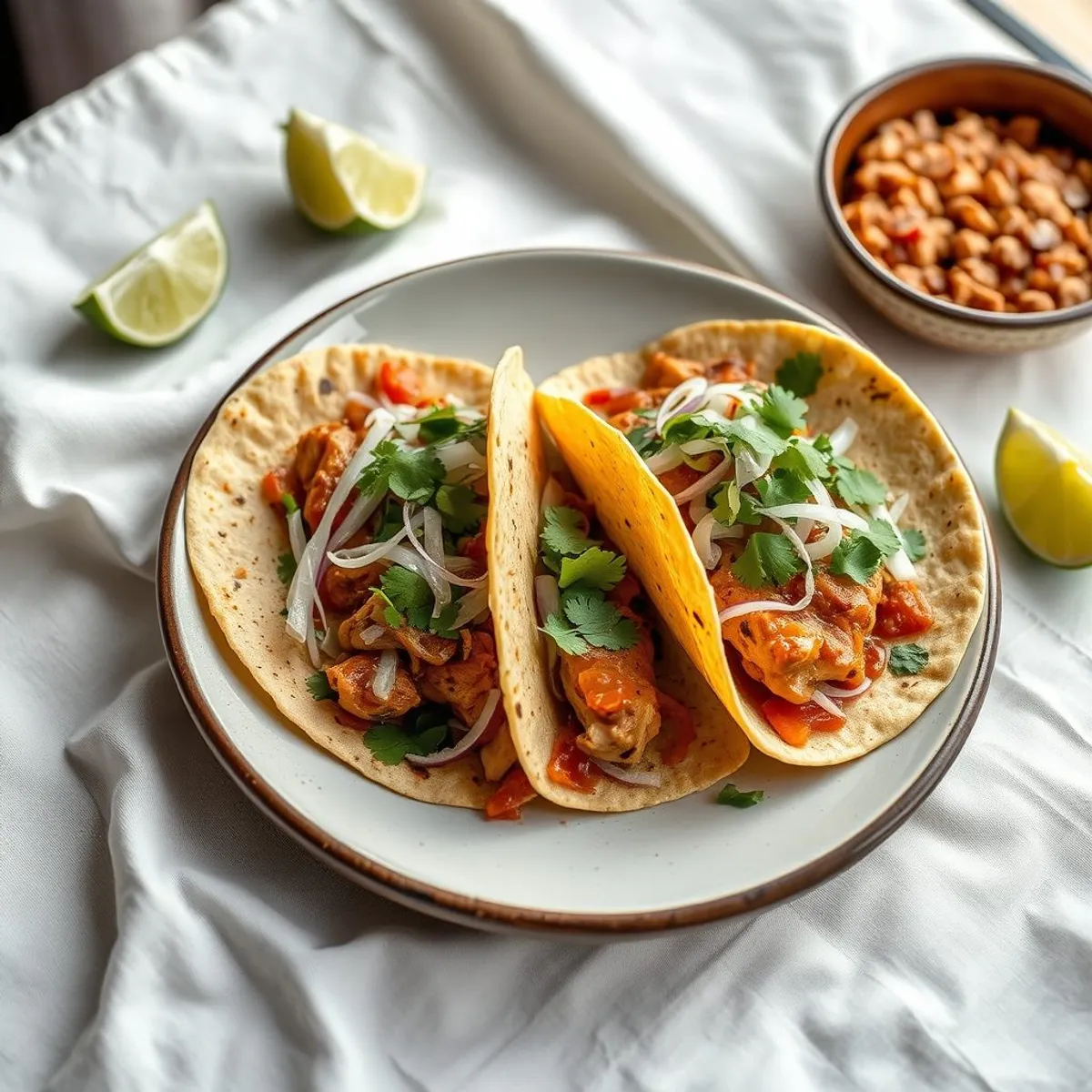 AI-generated photo Chicken Tinga Tacos. AI-generated photo.