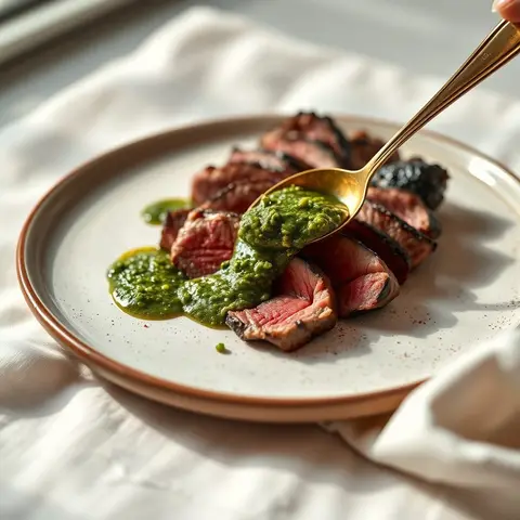 Chimichurri Steak. AI-generated photo.