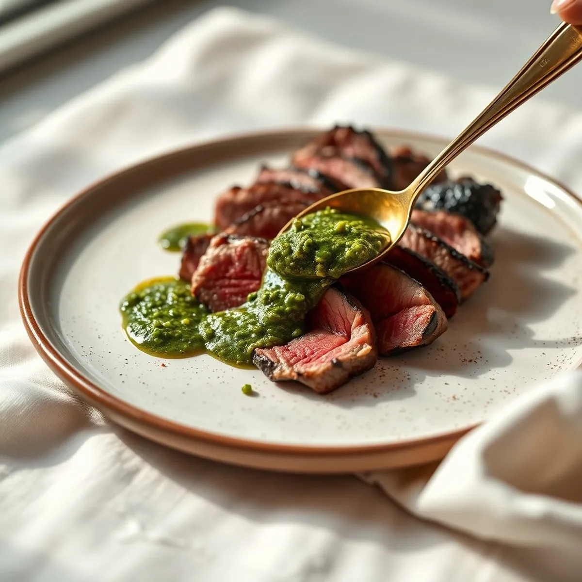 AI-generated photo Chimichurri Steak. AI-generated photo.
