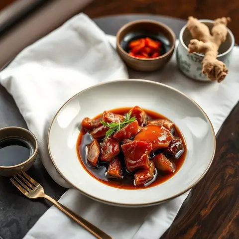 Red-braised pork. AI-generated photo.