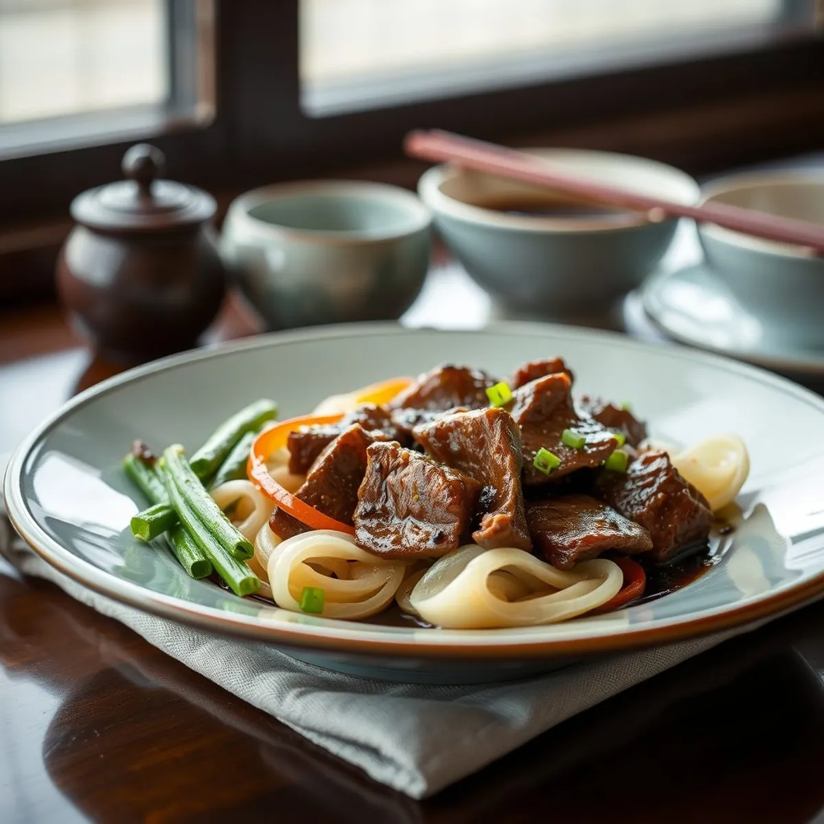 AI-generated photo Black pepper beef. AI-generated photo.