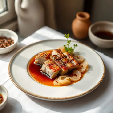 Steamed pork with rice powder. AI-generated photo.