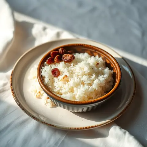 Coconut rice. AI-generated photo.
