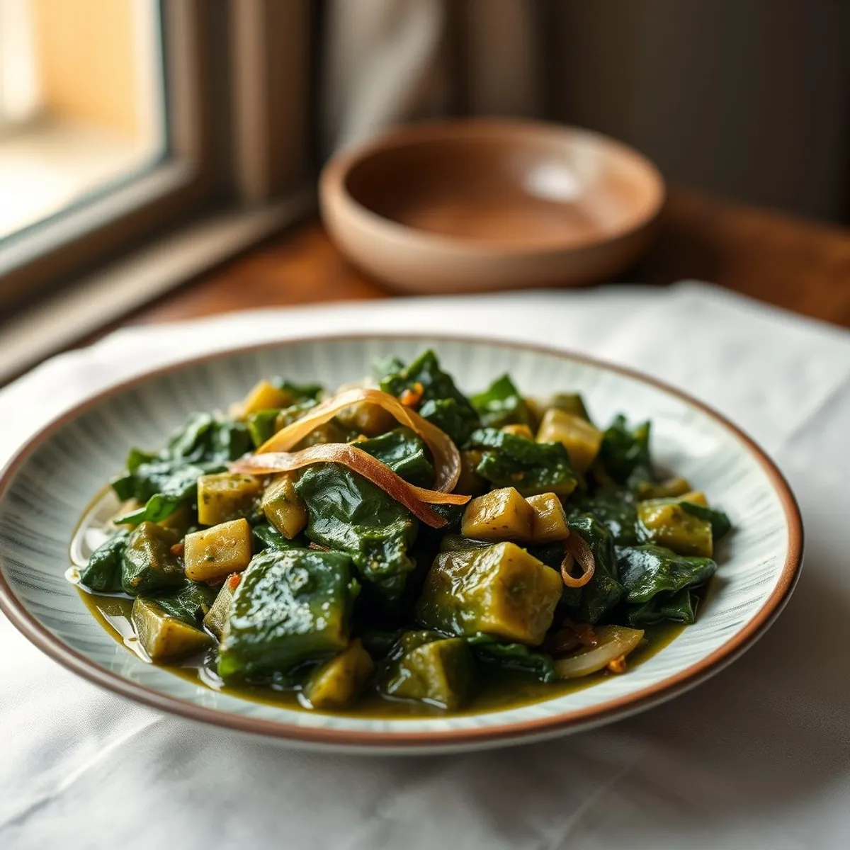 AI-generated photo Green banana stew. AI-generated photo.