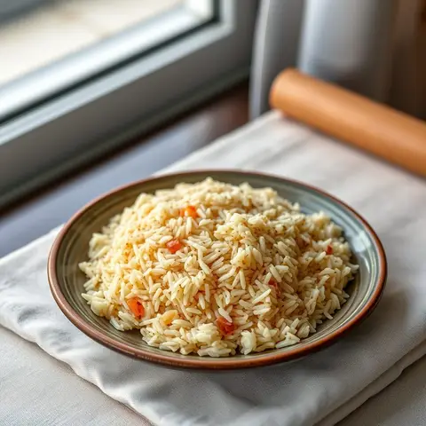 Spiced rice pilao. AI-generated photo.