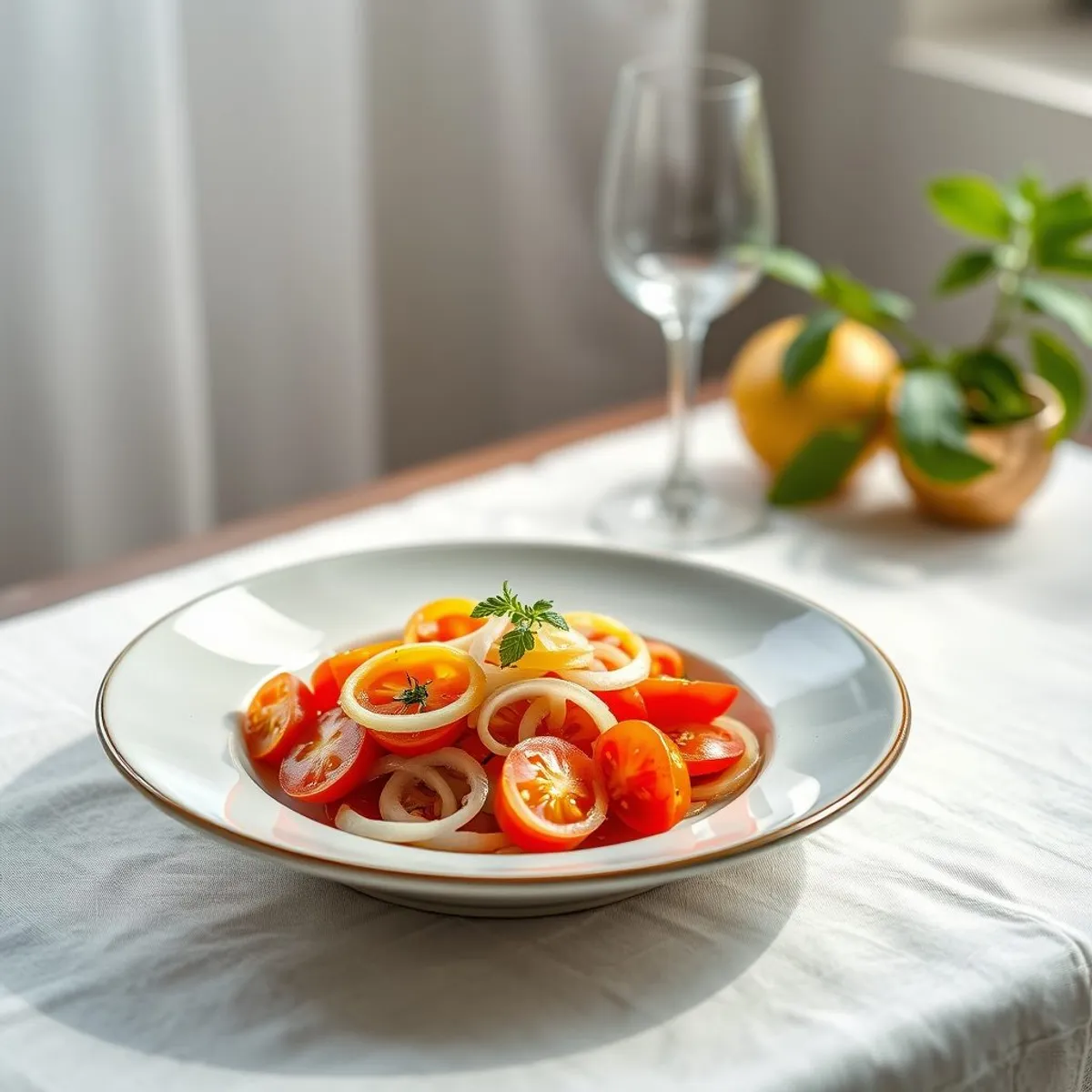 AI-generated photo Tomato onion salad. AI-generated photo.