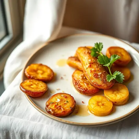 Fried ripe plantain. AI-generated photo.