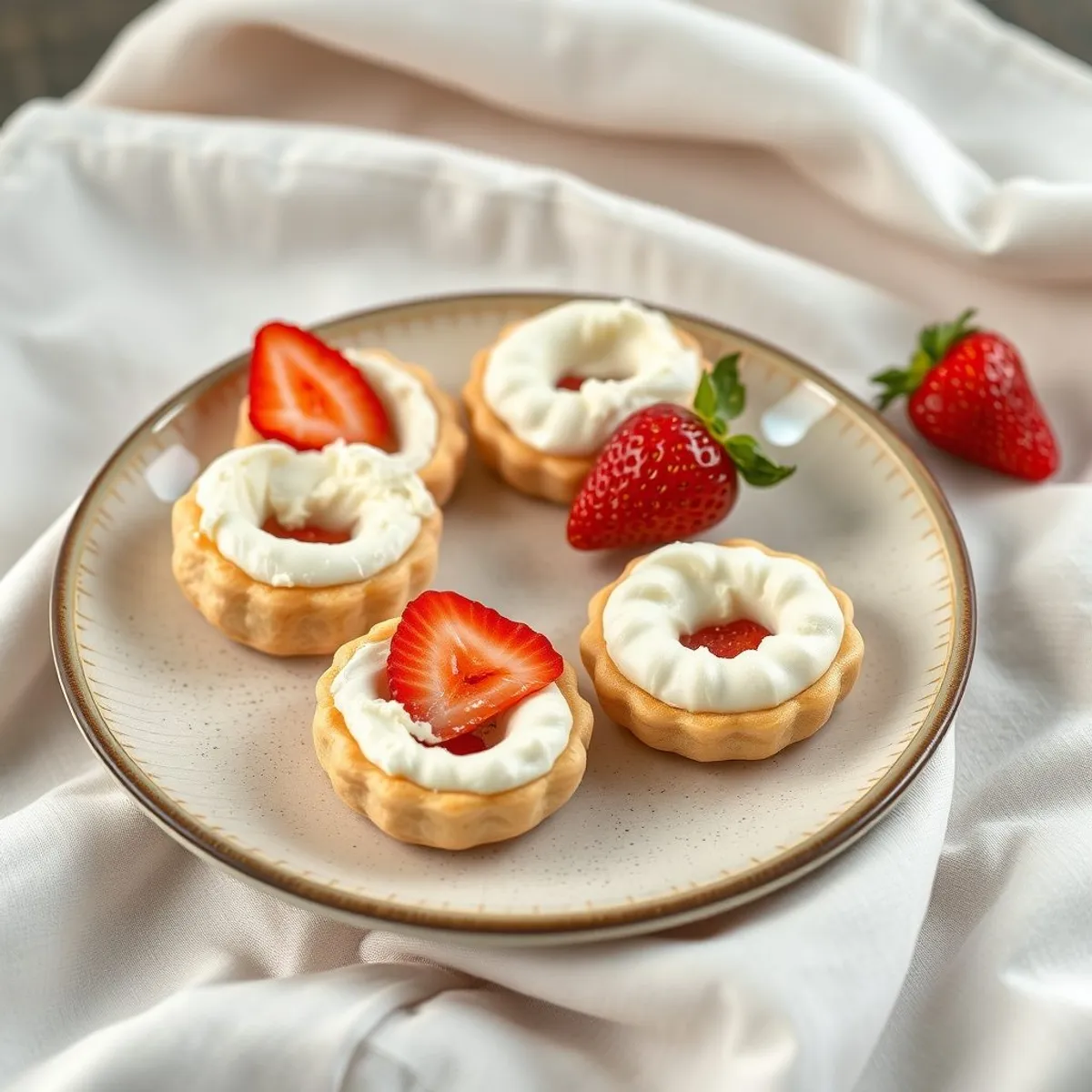 AI-generated photo Cream cheese pastry rounds. AI-generated photo.