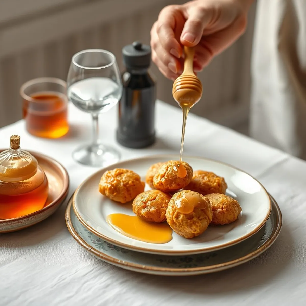 AI-generated photo Honey fritters. AI-generated photo.