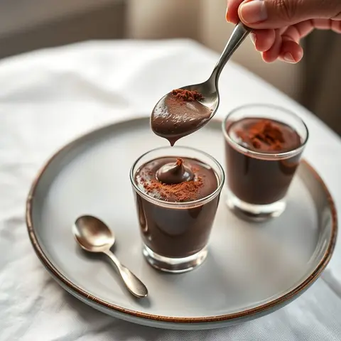 Dark Chocolate Mousse. AI-generated photo.