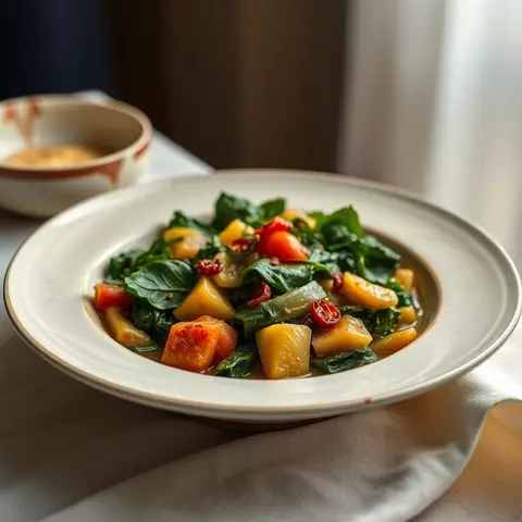 Stewed greens. AI-generated photo.