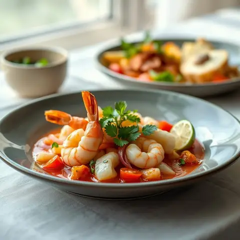 Shrimp ceviche. AI-generated photo.