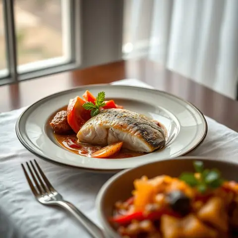 Guiso de pescado. AI-generated photo.
