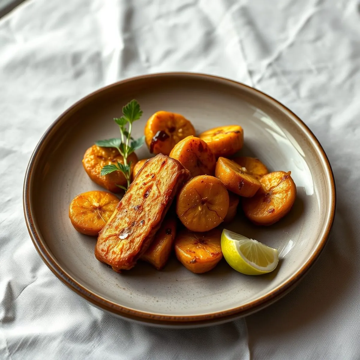AI-generated photo Fried plantain. AI-generated photo.
