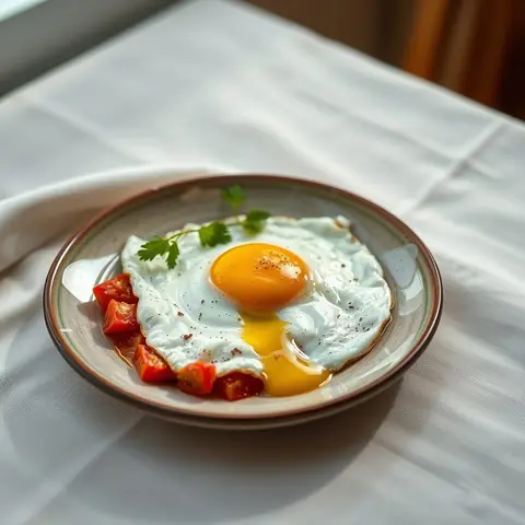 Eggs with tomato. AI-generated photo.