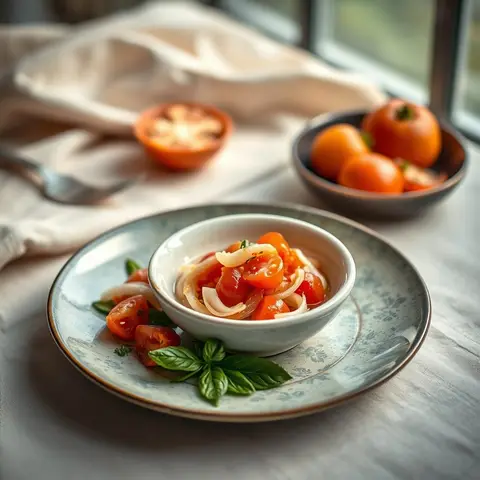 Tomato salad. AI-generated photo.