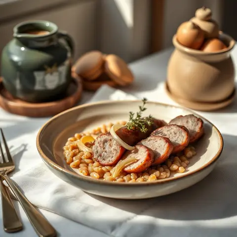 Tanguvorst · barley sausage. AI-generated photo.