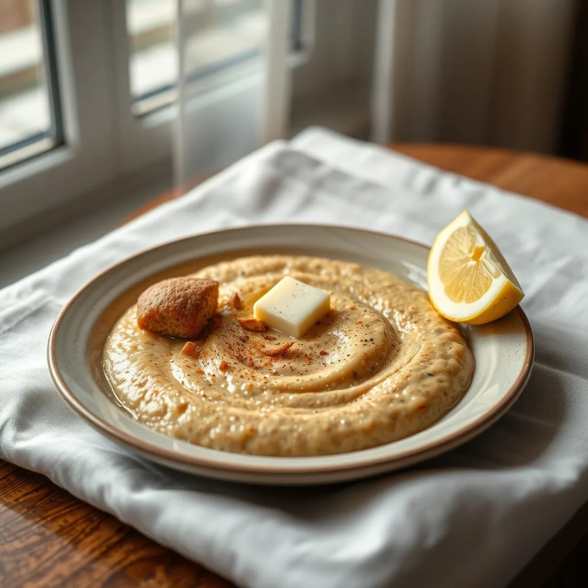 AI-generated photo Genfo · teff porridge. AI-generated photo.