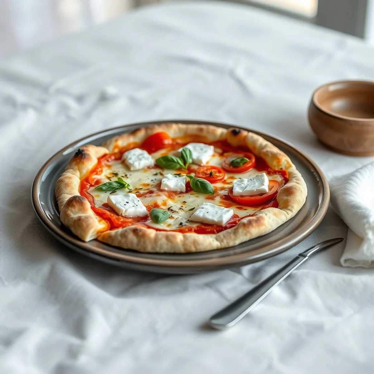 AI-generated photo Feta pepper pizza. AI-generated photo.