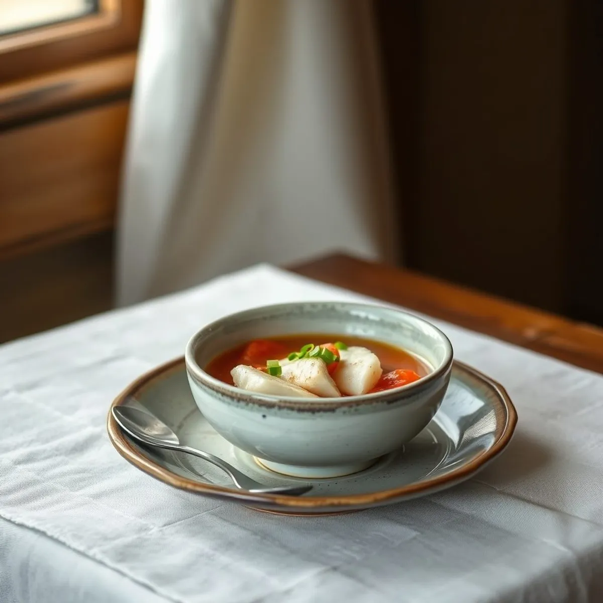AI-generated photo Ika soup. AI-generated photo.