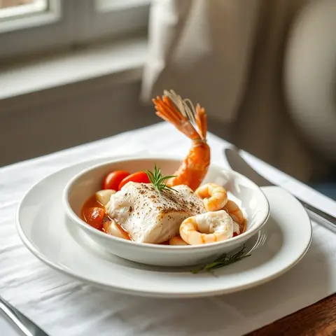 Fish bouillabaisse. AI-generated photo.