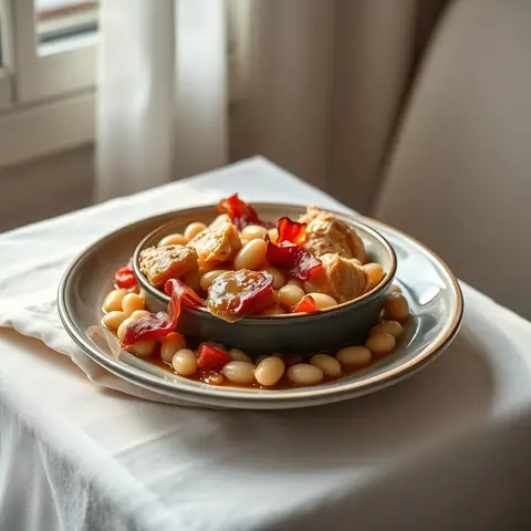 White bean cassoulet. AI-generated photo.